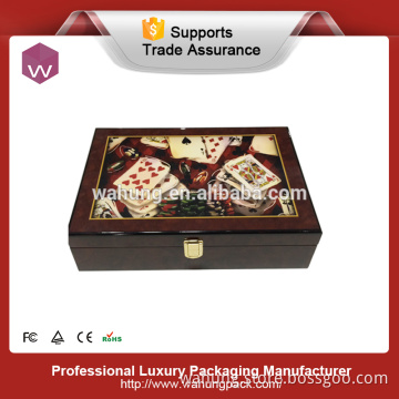 Newest style playing card handmade wooden custom poker box (WH-3614)